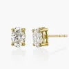 Oval Diamond Stud Earrings 2 CT - 14k Yellow Solid Gold