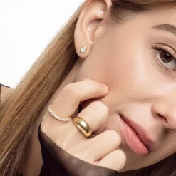 Oval Diamond Stud Earrings 2 CT - 14k Yellow Solid Gold