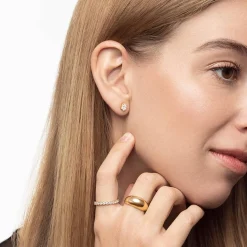 Oval Diamond Stud Earrings 2 CT - 14k Yellow Solid Gold