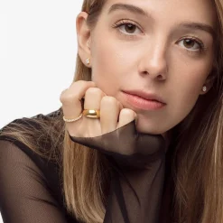 Oval Diamond Stud Earrings 2 CT - 14k Yellow Solid Gold