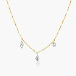 Personalized Capri Floating Diamond Necklace - Gold Vermeil