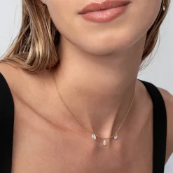 Personalized Capri Floating Diamond Necklace - Gold Vermeil