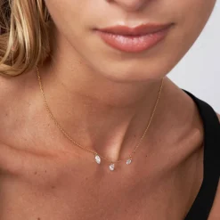 Personalized Capri Floating Diamond Necklace - Gold Vermeil