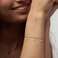 Personalized Capri Floating Diamond Bracelet - Gold Vermeil