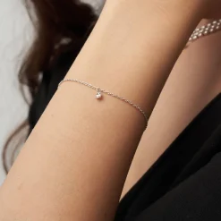 Personalized Capri Floating Diamond Bracelet - Silver