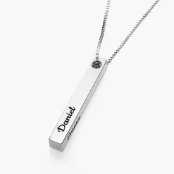 Pillar Bar Necklace - Silver