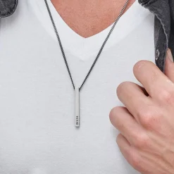 Pillar Bar Necklace for Men - Silver