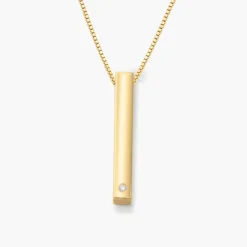 Pillar Bar Necklace with Diamond - 18k Gold Vermeil