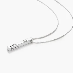 Pillar Bar Necklace With 0.25ct Diamond - Silver