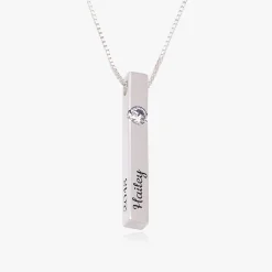 Pillar Bar Necklace With 0.25ct Diamond - Silver