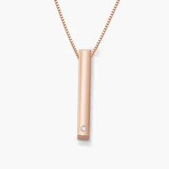 Pillar Bar Necklace with Diamond - Rose Gold Vermeil