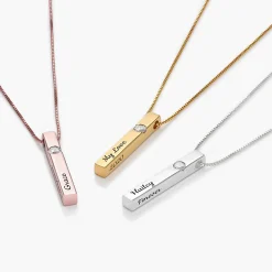 Pillar Bar Necklace With 0.25ct Diamond - Rose Vermeil