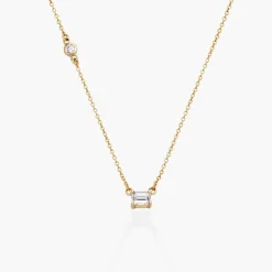 Princess Multi-Diamond Necklace with 0.3 ct Custom Diamond - 14k Solid Gold
