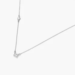 Princess Multi-Diamond Necklace with 0.3 ct Custom Diamond - Silver