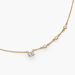 Queen Multi-Diamond Necklace with 0.3 ct Custom Diamond- Gold Vermeil