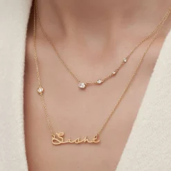 Queen Multi-Diamond Necklace with 0.3 ct Custom Diamond- Gold Vermeil