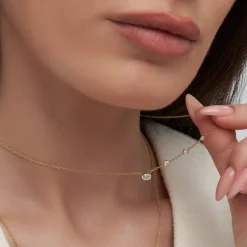 Queen Multi-Diamond Necklace with 0.3 ct Custom Diamond- Gold Vermeil