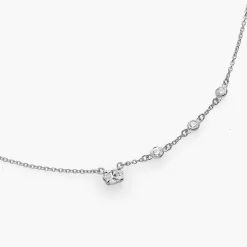 Queen Multi-Diamond Necklace with 0.3 ct Custom Diamond- Silver