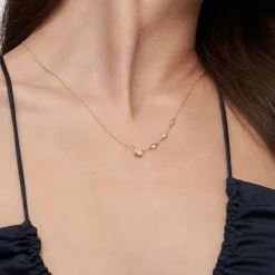 Queen Multi-Diamond Necklace with 0.3 ct Custom Diamond - 14k Solid Gold