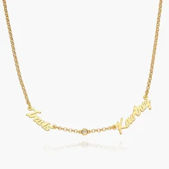 Real Love Multiple Name Necklace with Diamonds - Gold Vermeil
