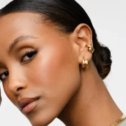 Ridge Hoop Earrings - Gold Vermeil