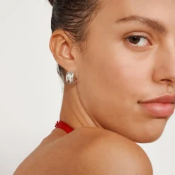 Ridge Hoop Earrings - Silver