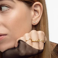 Round Diamond Stud Earrings 0.6 CT - 14k Solid Gold