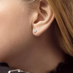 Round Diamond Stud Earrings 0.6 CT - 14k White Gold