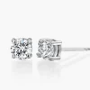 Round Diamond Stud Earrings 2 CT - 14k White Solid Gold