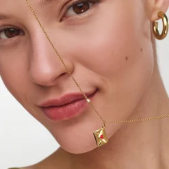 Sealed with a Kiss Necklace with Diamond- Gold Vermeil