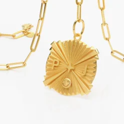 Shining Tyra Initial Medallion Necklace - Gold Vermeil