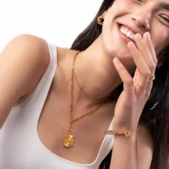 Shining Tyra Initial Medallion Necklace - Gold Vermeil