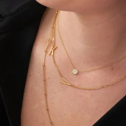 Side Initial Necklace - Gold Vermeil
