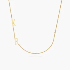 Side Initial Necklace Diamond - Gold Vermeil