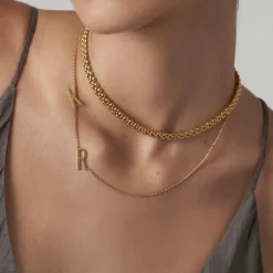 Side Initial Necklace Diamond - Gold Vermeil