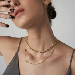 Side Initial Necklace Diamond - Gold Vermeil