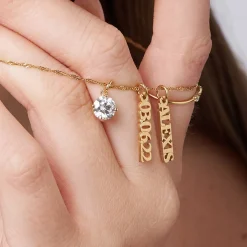 Singapore Chain Name Necklace With 1ct Diamond- Gold Vermeil