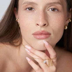 Singapore Chain Name Necklace With 1ct Diamond- Gold Vermeil