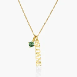 Singapore Chain Name Necklace With 0.3 Ct Fancy Diamond - 14k Solid Gold