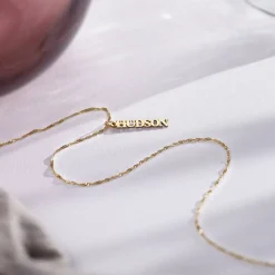 Singapore Chain Name Necklace - 14k Solid Gold