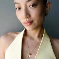 Singapore Chain Name Necklace With Heart Shaped Gemstone - Gold Vermeil