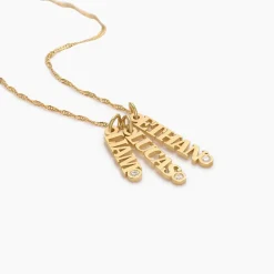 Singapore Chain Name Necklace with Diamonds - Vermeil