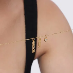 Singapore Chain Name Necklace With 0.2 Ct Heart Shaped Diamond - Gold Vermeil