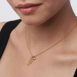 Singapore Chain Name Necklace With 0.2 Ct Heart Shaped Diamond - Gold Vermeil
