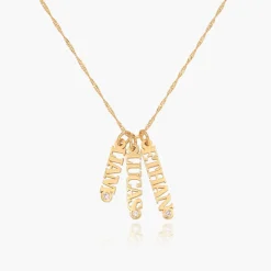 Singapore Chain Name Necklace with Diamonds - 14k Solid Gold