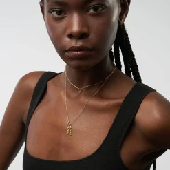 Singapore Chain Name Necklace With Heart Shaped Gemstone - 14k Solid Gold