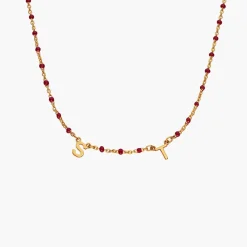 Soltale Bordeaux Inez Initial Necklace - Gold Vermeil
