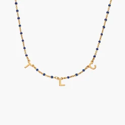 Soltale Royal Blue Inez Initial Necklace - Gold Vermeil
