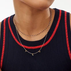 Soltale Royal Blue Inez Initial Necklace - Gold Vermeil
