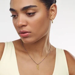 Soltale Royal Blue Singapore Chain Name Necklace- Gold Vermeil